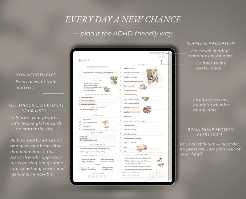 2026 ADHD Digital Planner — Focus & Clarity