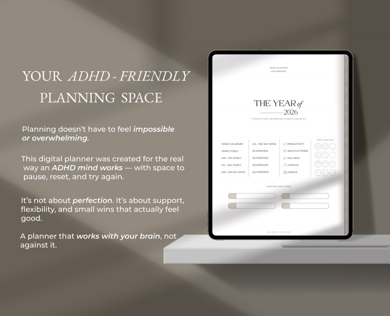 2026 ADHD Digital Planner Focus and Clarity — Milamalu