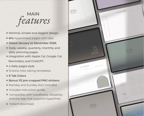 2026 Digital Planner-12 2026 Landscape Simple Planner