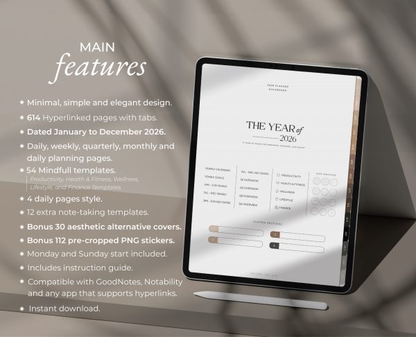 2026 Digital Planner All in One-2 2026 All in One Digital Planner Black and Beige
