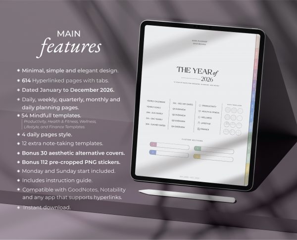 2026 All in One Digital Planner Pastel