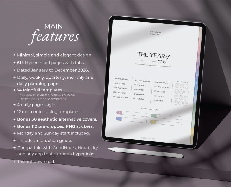 2026 Digital Planner All in One-2 2026 All-in-One Digital Planner Pastel GoodNotes — Milamalu