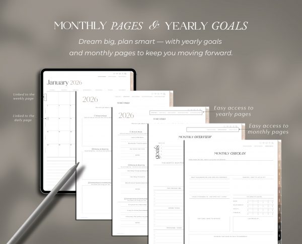 2026 Digital Planner All in One-9 2026 All in One Digital Planner Black and Beige