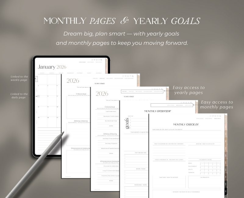 2026 Digital Planner All in One-9 2026 All-in-One Digital Planner — Black & Beige