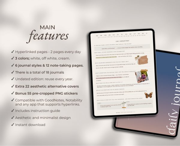 Digital Daily Journal Minimalist GoodNotes — Milamalu