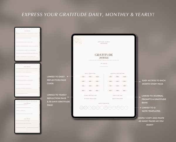 Digital Gratitude Journal with Tabs
