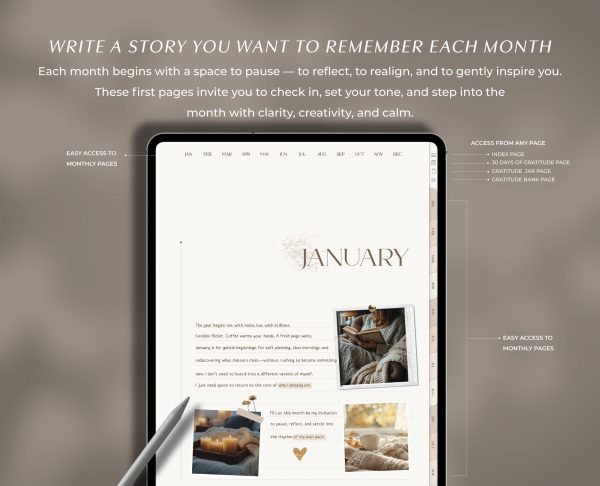 Digital Gratitude Journal with Tabs