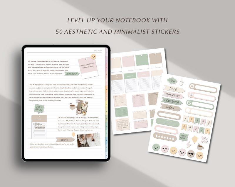 Digital Notebook - -10 Digital Notebook for GoodNotes — 8 Color Tabs