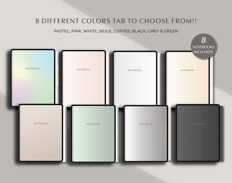 Digital Notebook - 2 Digital Notebook for GoodNotes 8 Colour Tabs — Milamalu
