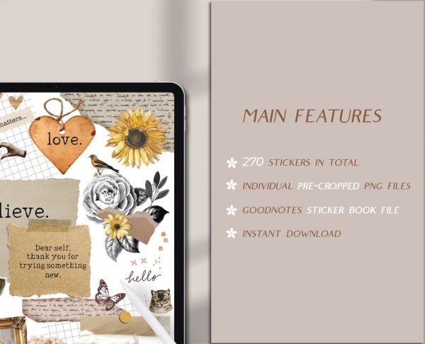 Digital Vintage Stickers GoodNotes Pack — Milamalu
