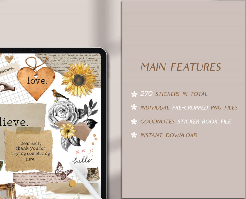 Digital Vintage Stickers GoodNotes Pack — Milamalu