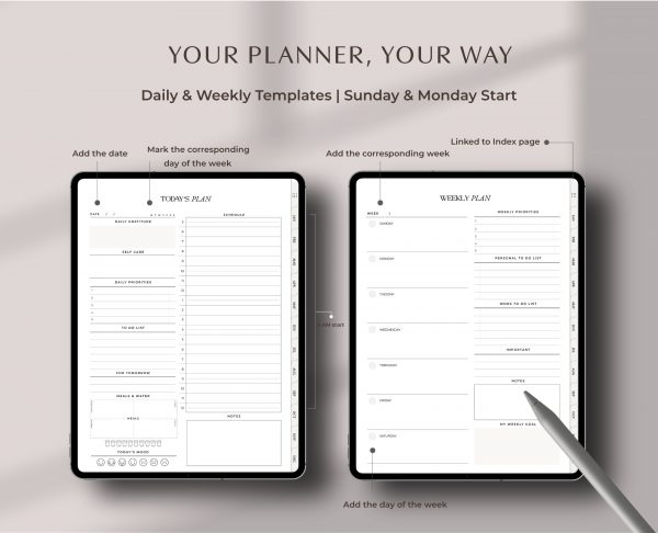 Undated Digital Planner-2 Digital Undated Planner