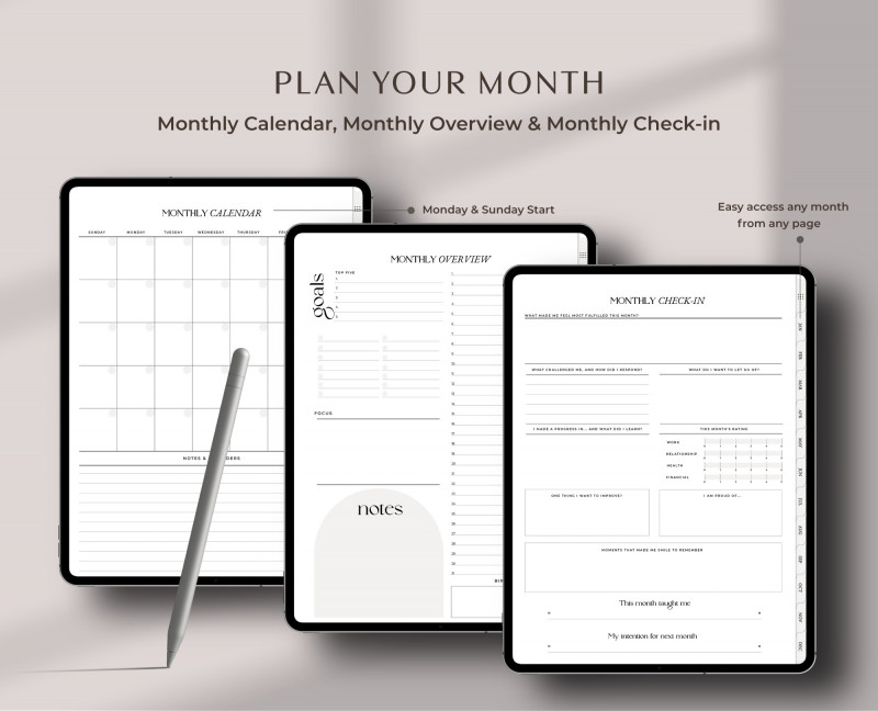 Digital Undated Planner — Minimalist GoodNotes Template