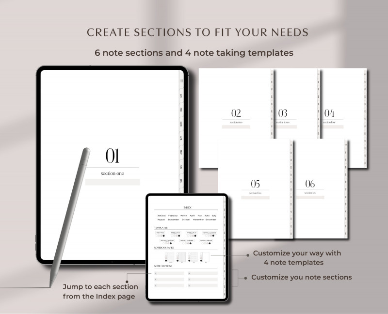 Digital Undated Planner — Minimalist GoodNotes Template